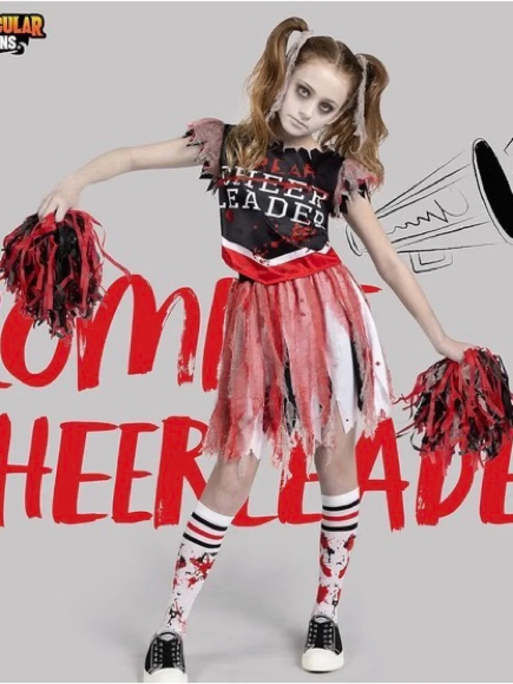 Spooktacular Creations Halloween Cheerleader Costume For Girls, Kids size L